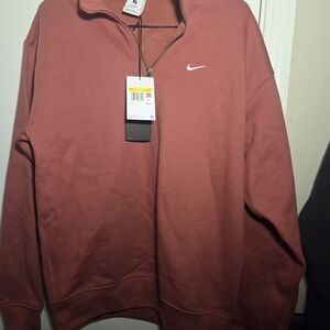 Nike Men's Brick Red Zip-Up Sweater